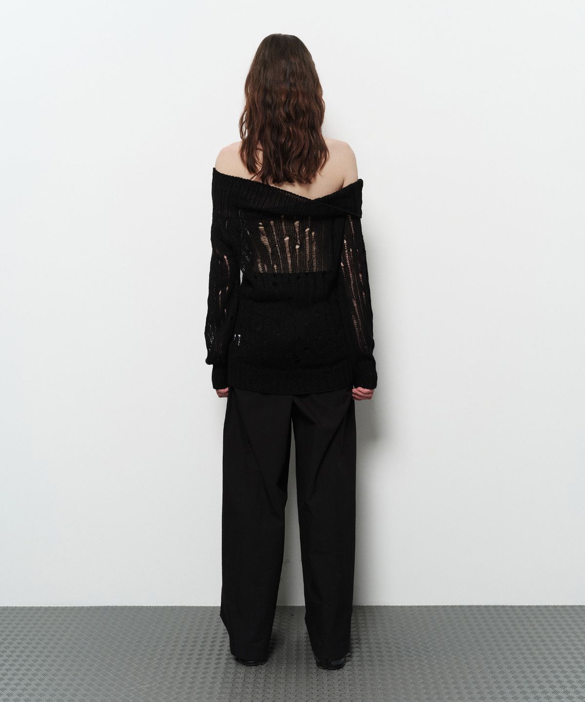다이애그널(DIAGONAL) RUSTLE WIDE TROUSERS (black)