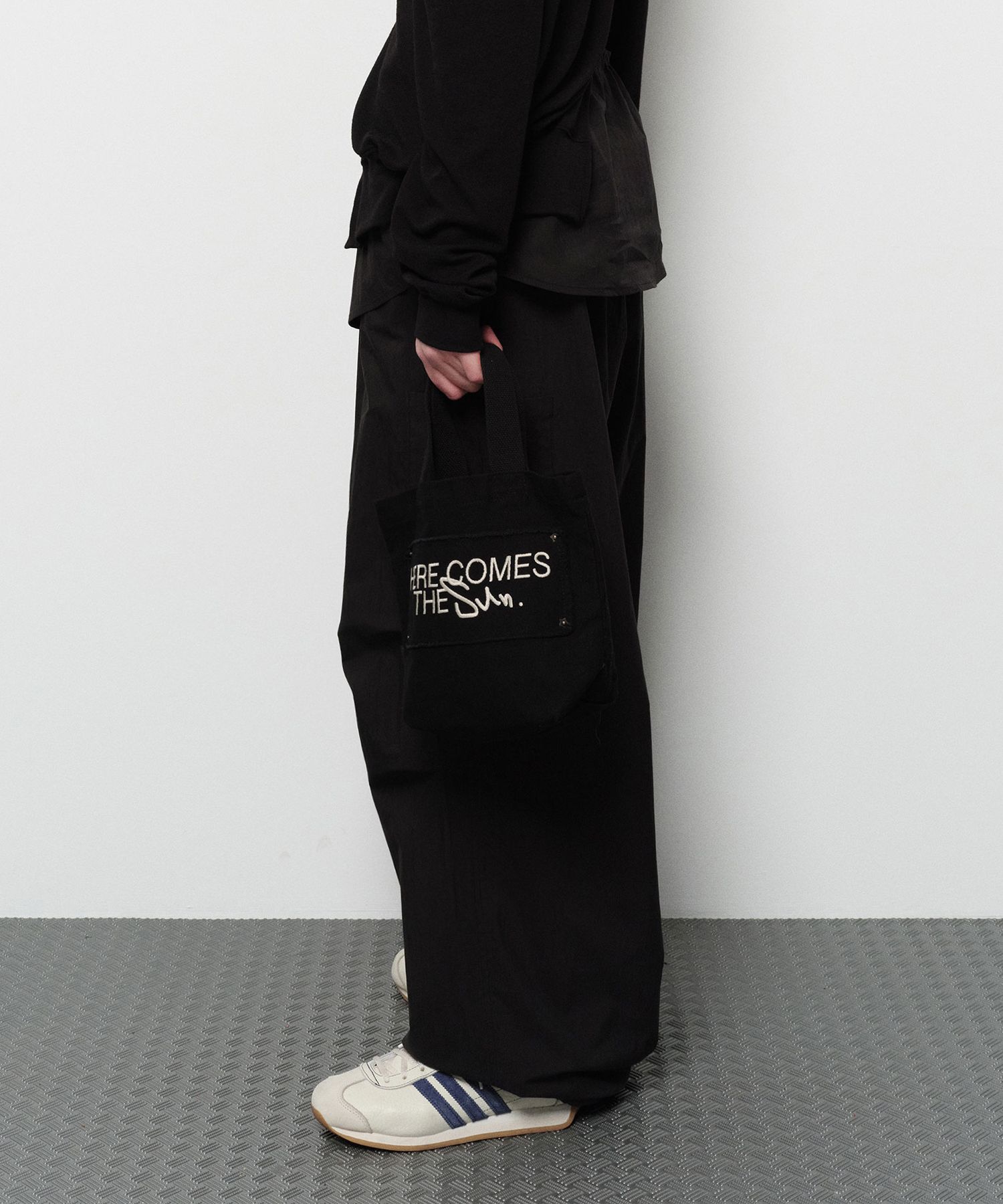 MUSINSA | DIAGONAL LAYERED CARGO PANTS (black)