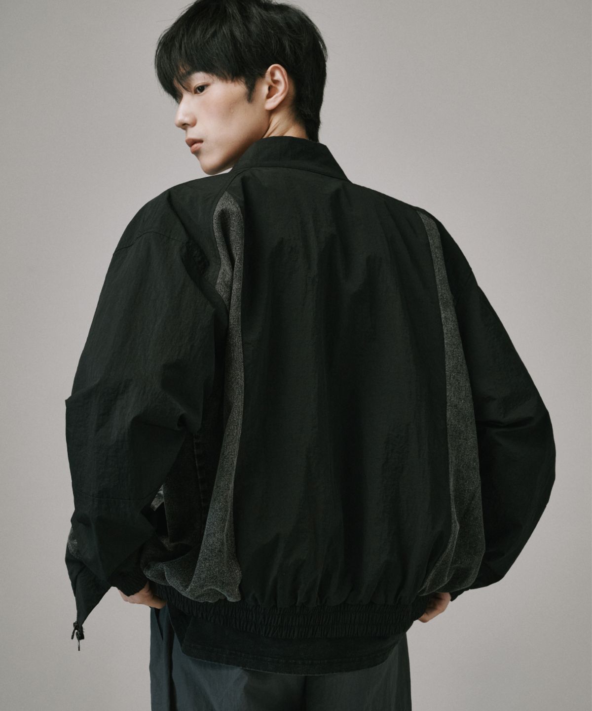 버던트(VERDNT) 데님 블록 나일론 자켓 [블랙]