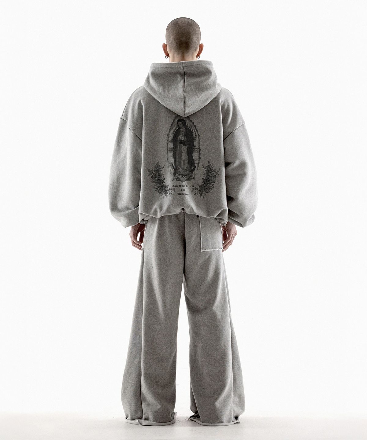 팬쇼(FANSHOW) GUADALUPE STRING MID LENGTH HOODED ZIP UP - MELANGE