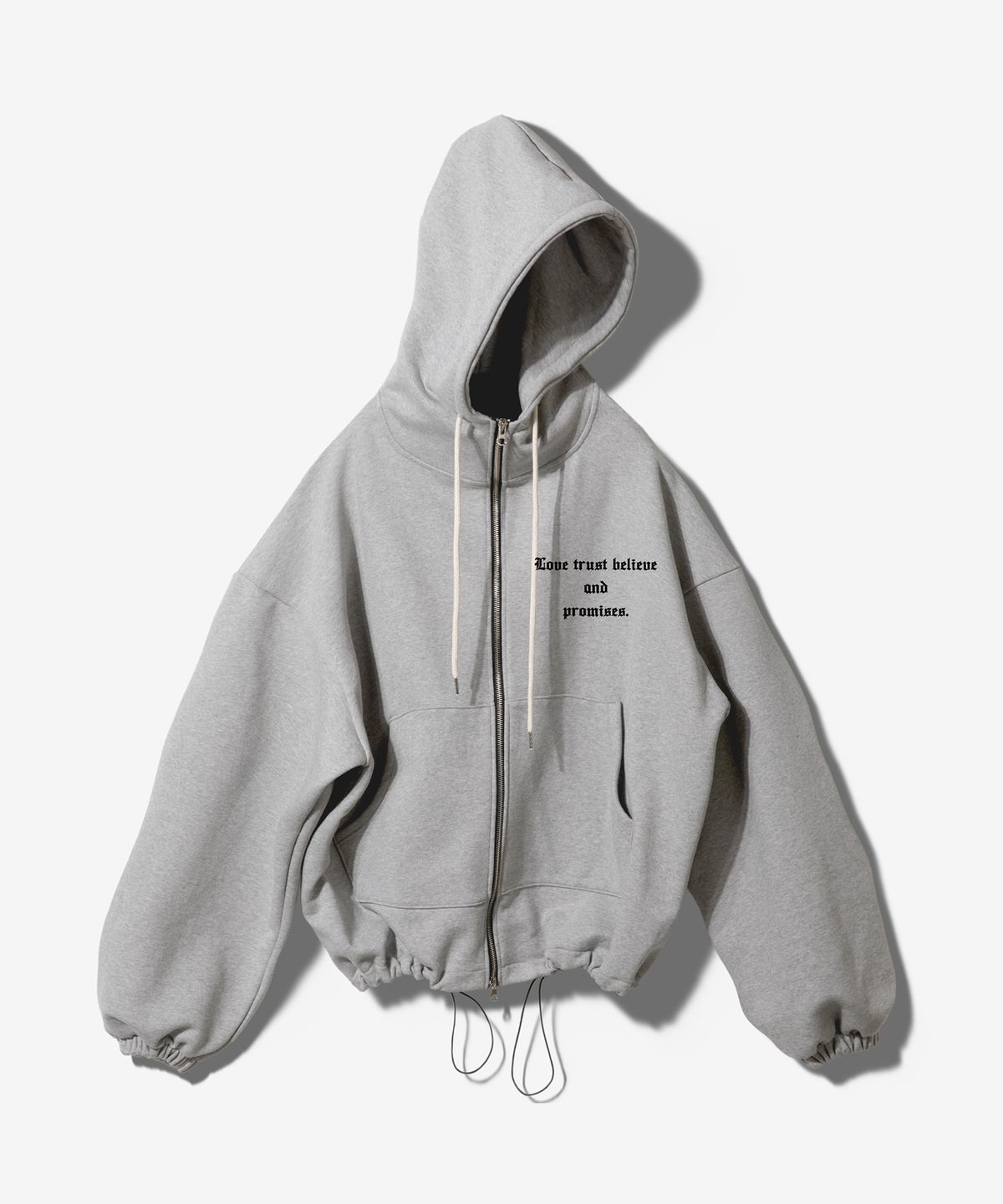 팬쇼(FANSHOW) GUADALUPE STRING MID LENGTH HOODED ZIP UP - MELANGE