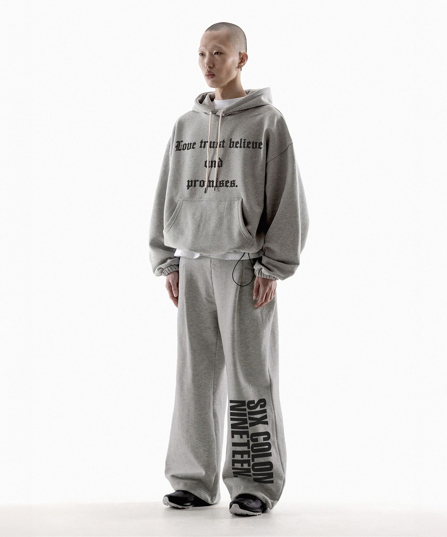 【FANSHOW】NEVER DIPLOMA UNBALANCED RAW EDGE SWEATSHIRTS MUSINSA | FANSHOW NEVER DIPLOMA STRING MID LENGTH HOODIE