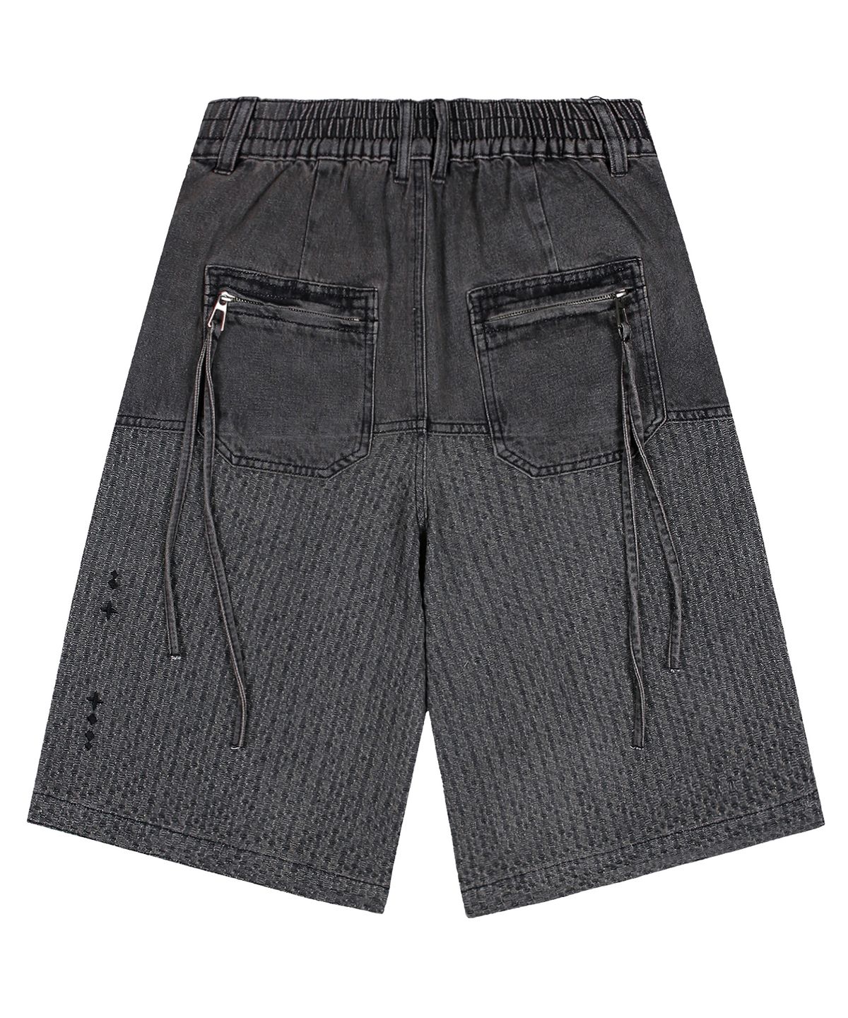 엑스톤즈(XTONZ) XP282 스퀘어 자카드 버뮤다 데님 팬츠 (DEEP GRAY)