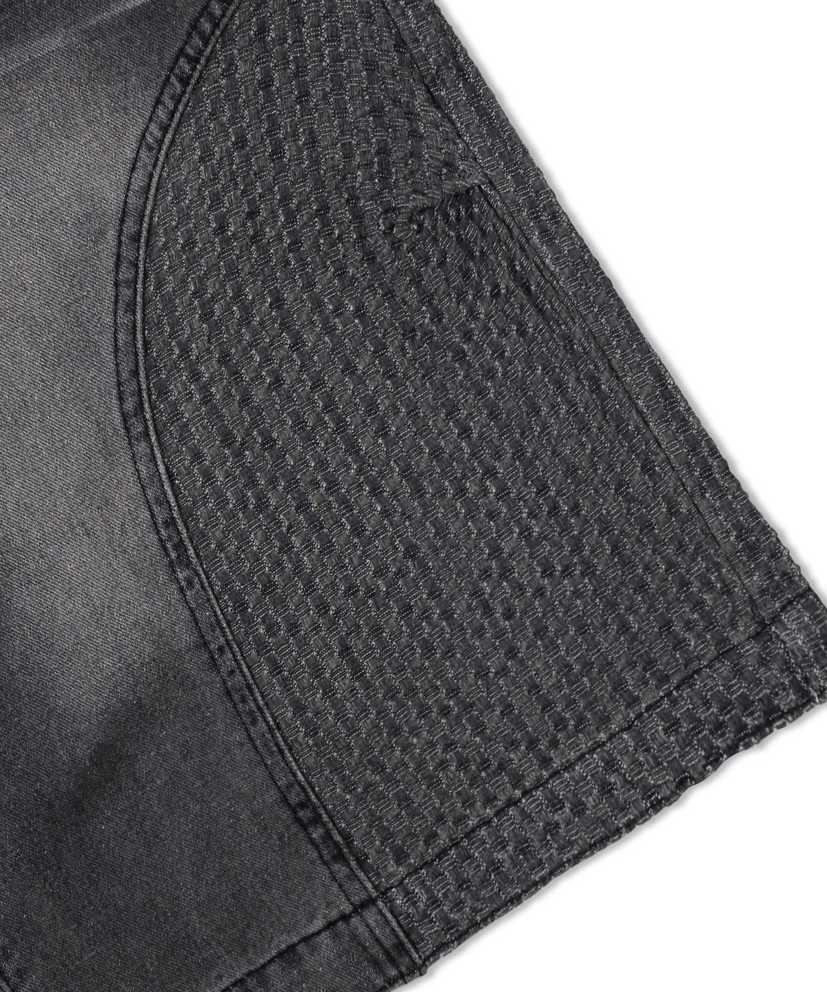 엑스톤즈(XTONZ) XP282 스퀘어 자카드 버뮤다 데님 팬츠 (DEEP GRAY)
