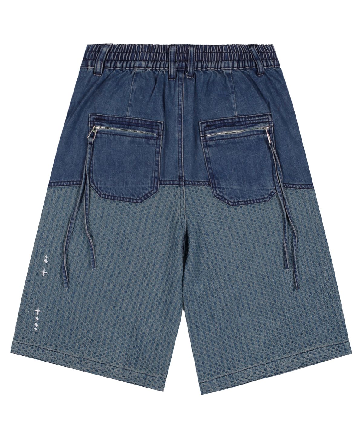 엑스톤즈(XTONZ) XP282 스퀘어 자카드 버뮤다 데님 팬츠 (BLUE)