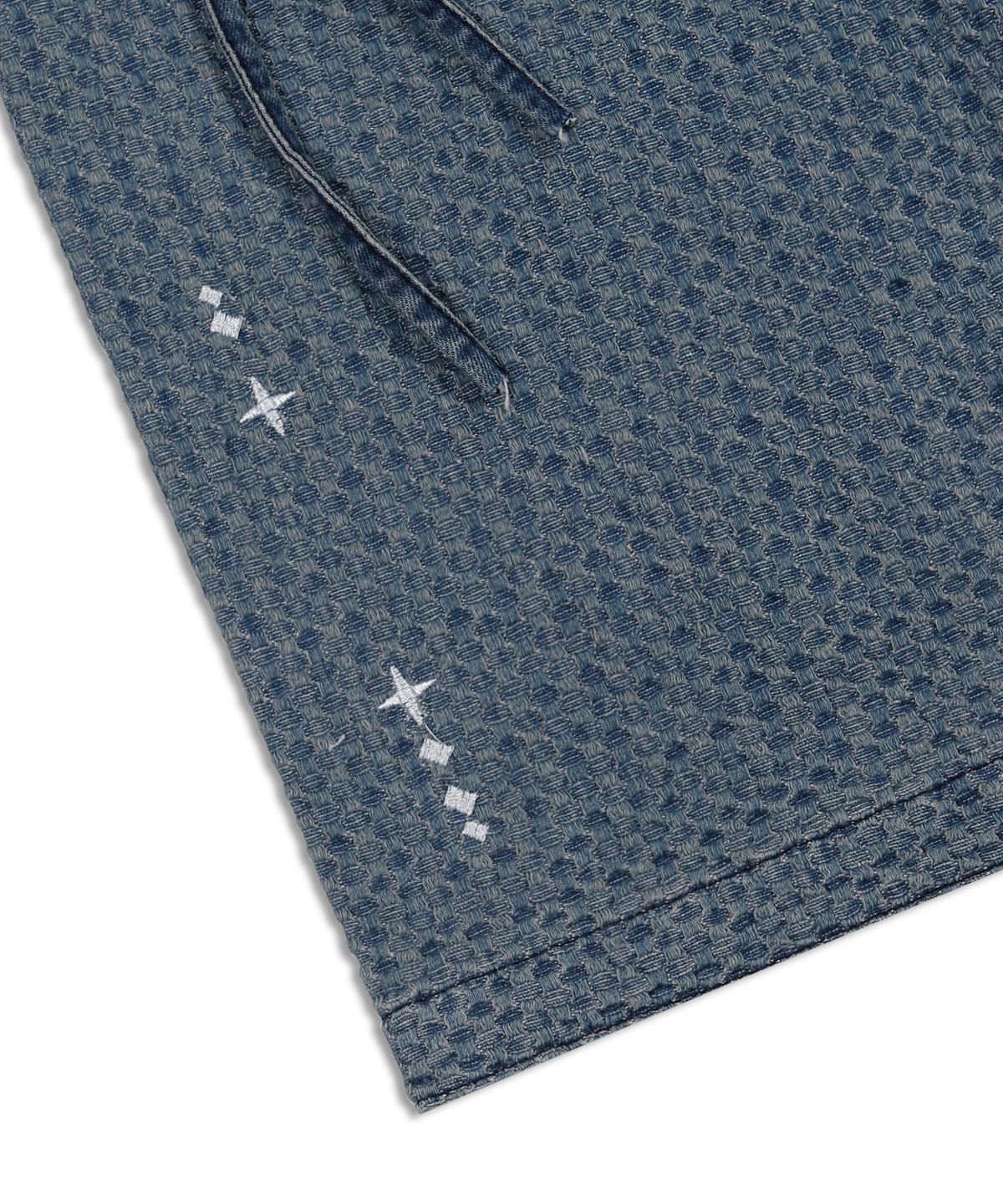 엑스톤즈(XTONZ) XP282 스퀘어 자카드 버뮤다 데님 팬츠 (BLUE)