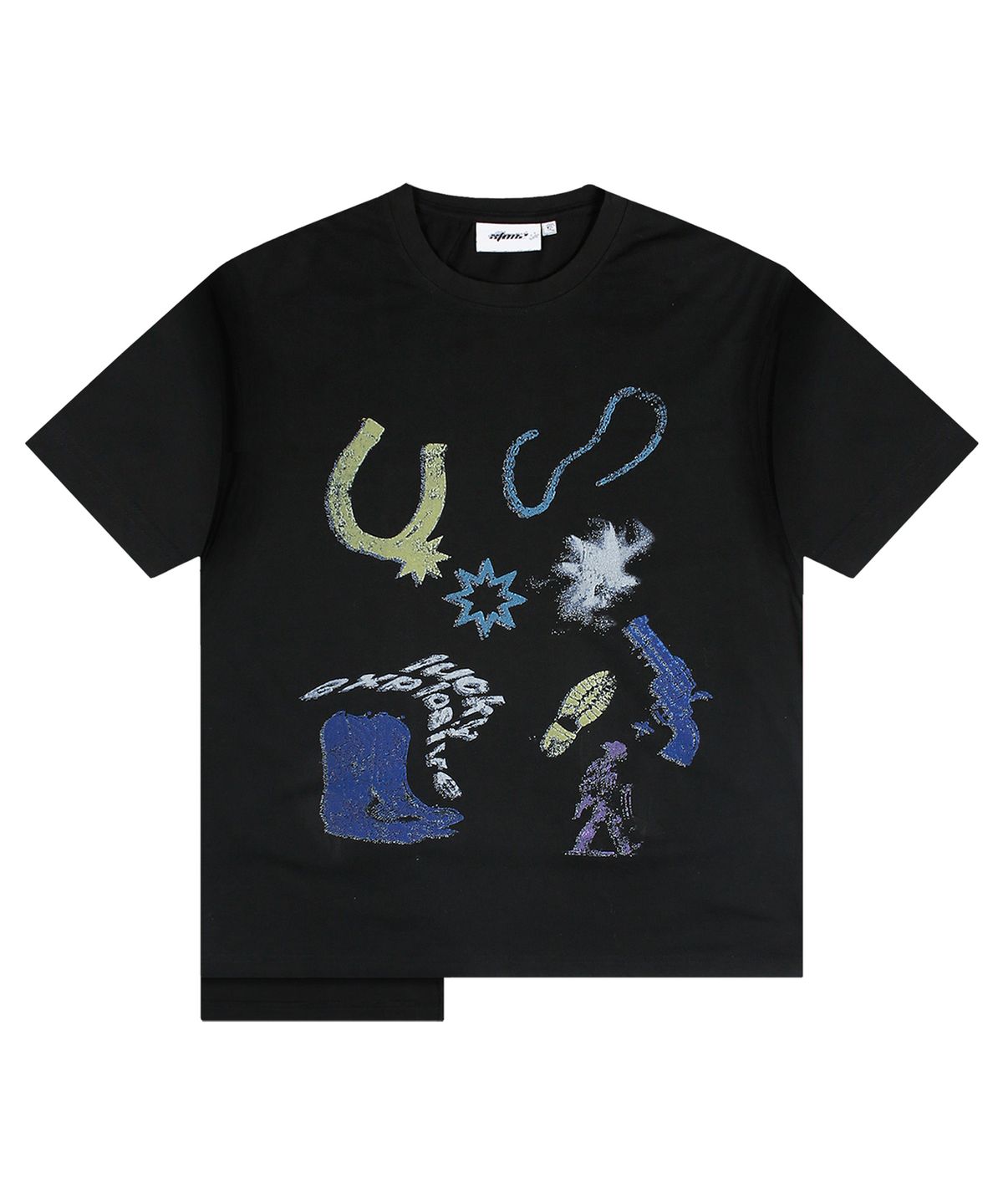 엑스톤즈(XTONZ) XTT143 시퀀스 언발란스 티셔츠 (BLACK)