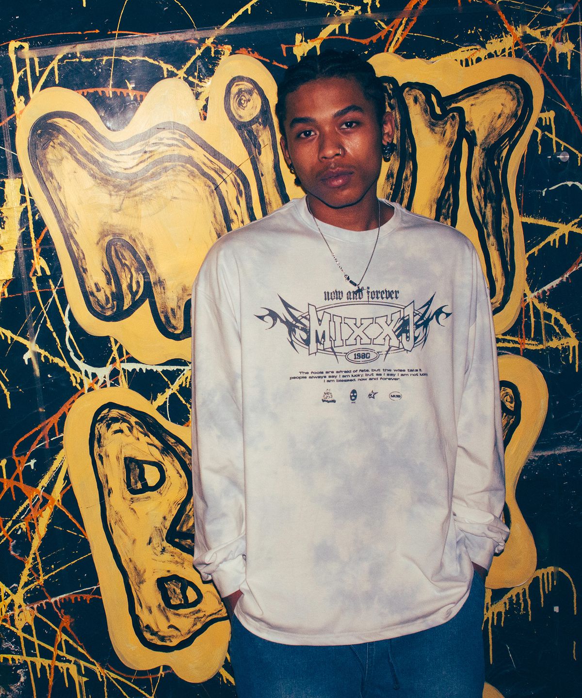 믹쓰제이(MIXXJ) TIEDYE FLAME LONG SLEEVE [BLUE]