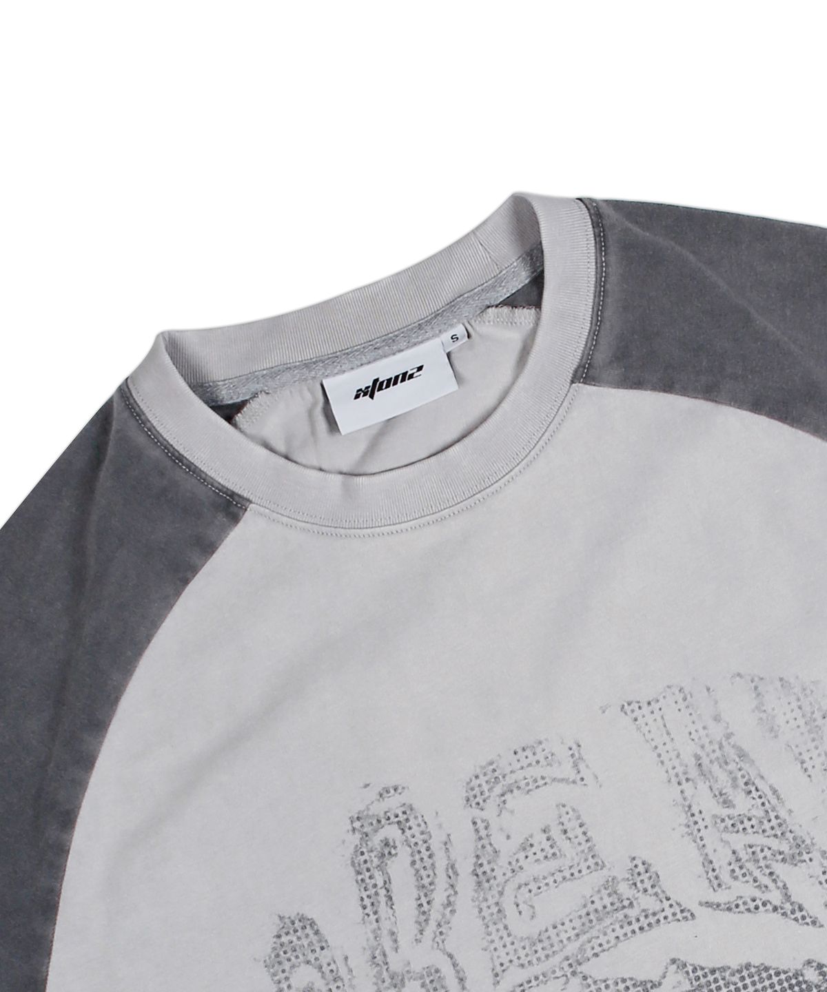 엑스톤즈(XTONZ) XTT138 케이트 페이딩 래글런 티셔츠 (GRAY)