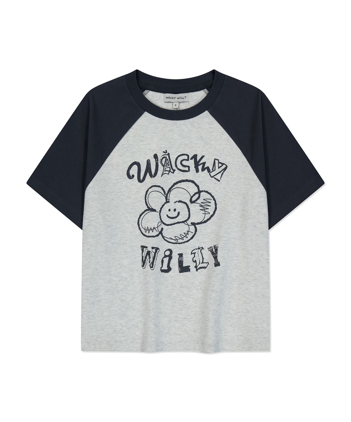 와키윌리(WACKY WILLY) 우먼스 릴리 그래픽 레글런 크롭 반팔티셔츠 오트밀