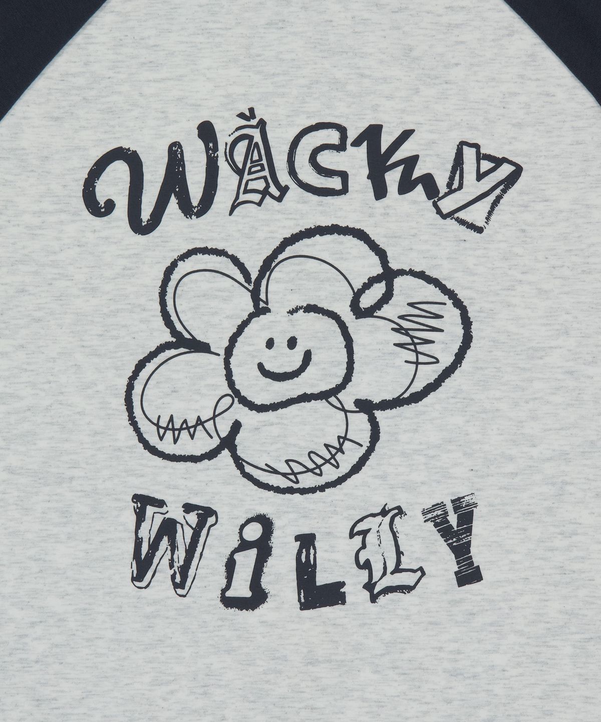와키윌리(WACKY WILLY) 우먼스 릴리 그래픽 레글런 크롭 반팔티셔츠 오트밀
