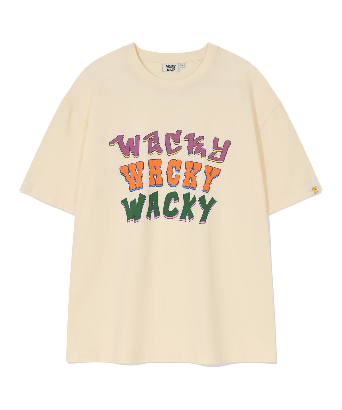 와키윌리(WACKY WILLY) 멀티 타이포 반팔 티셔츠 크림
