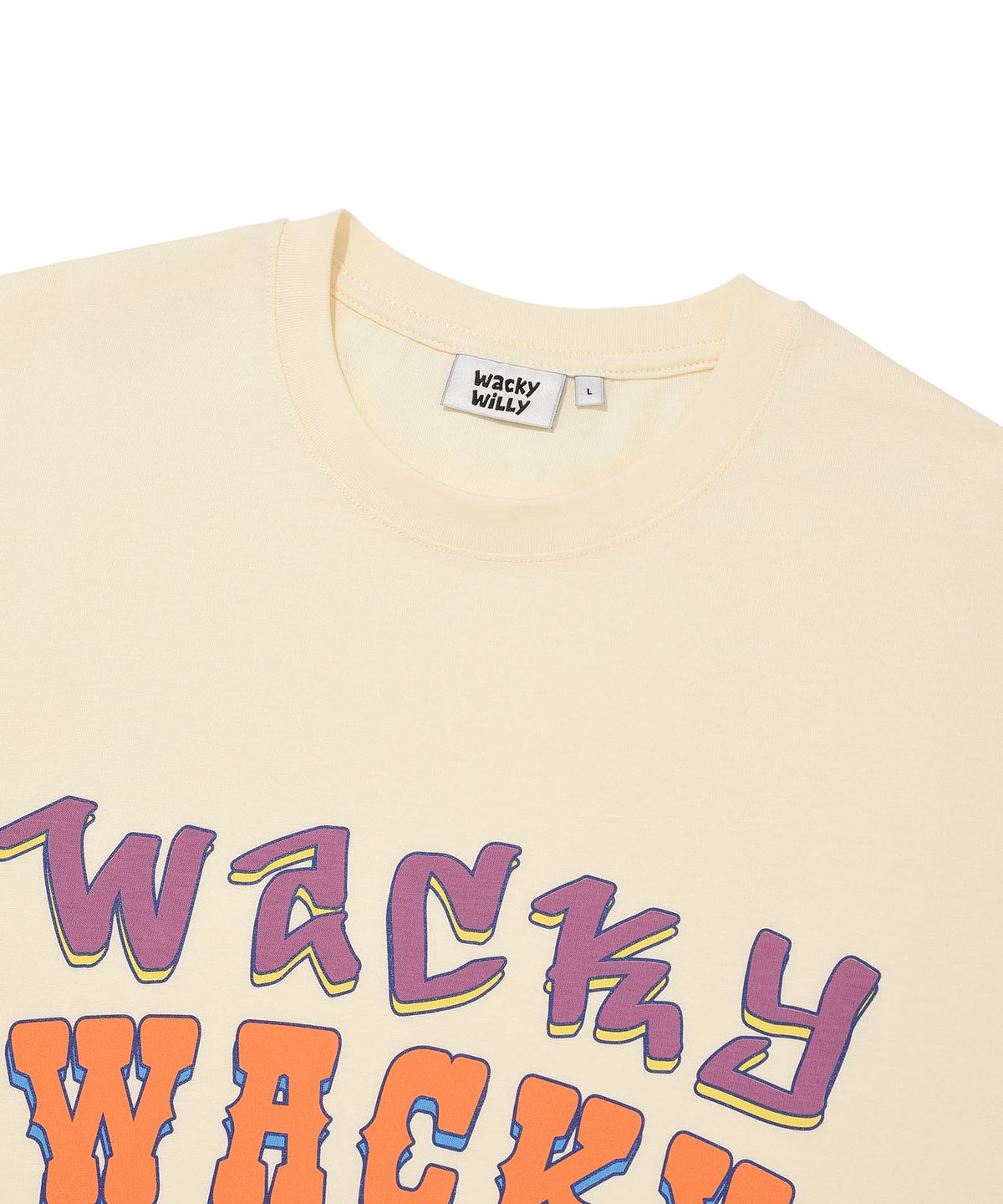 와키윌리(WACKY WILLY) 멀티 타이포 반팔 티셔츠 크림