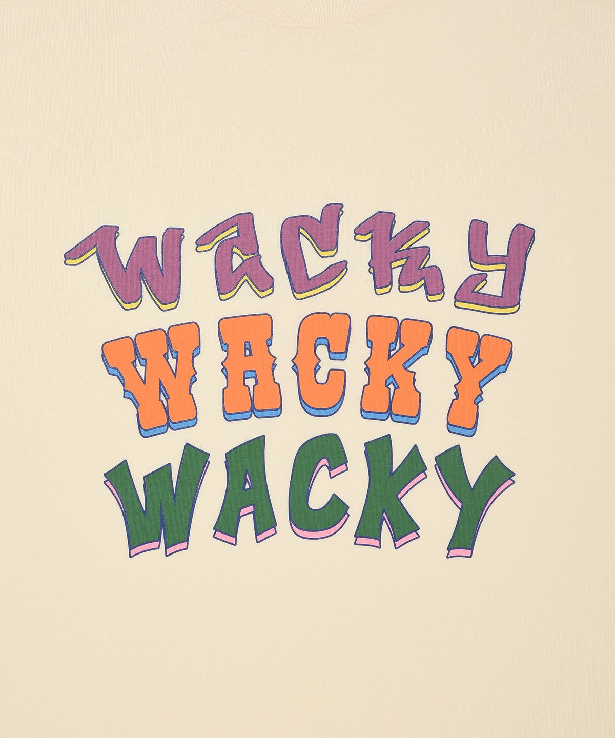 와키윌리(WACKY WILLY) 멀티 타이포 반팔 티셔츠 크림