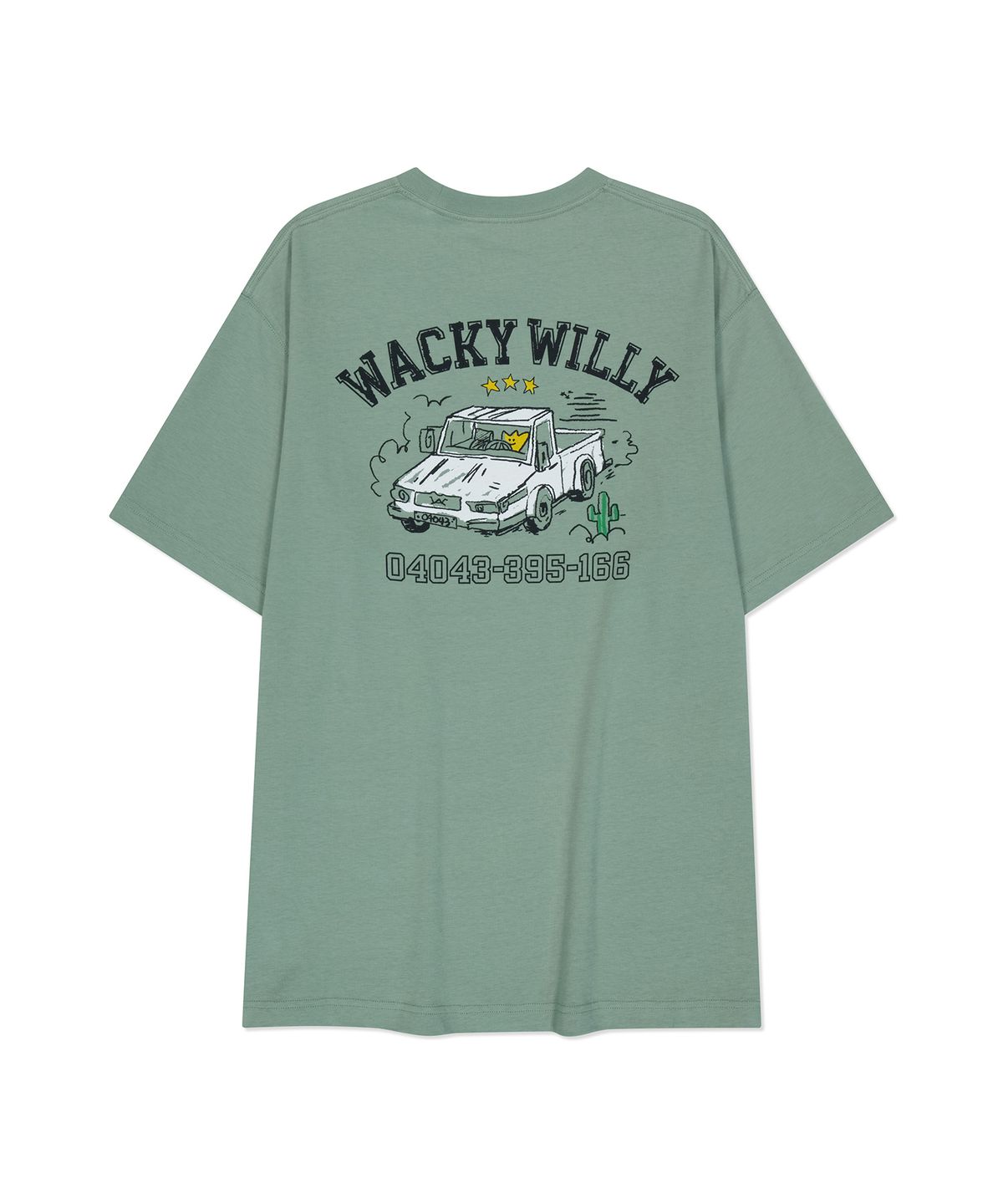 와키윌리(WACKY WILLY) 키키 드라이빙 그래픽 반팔 티셔츠 그린
