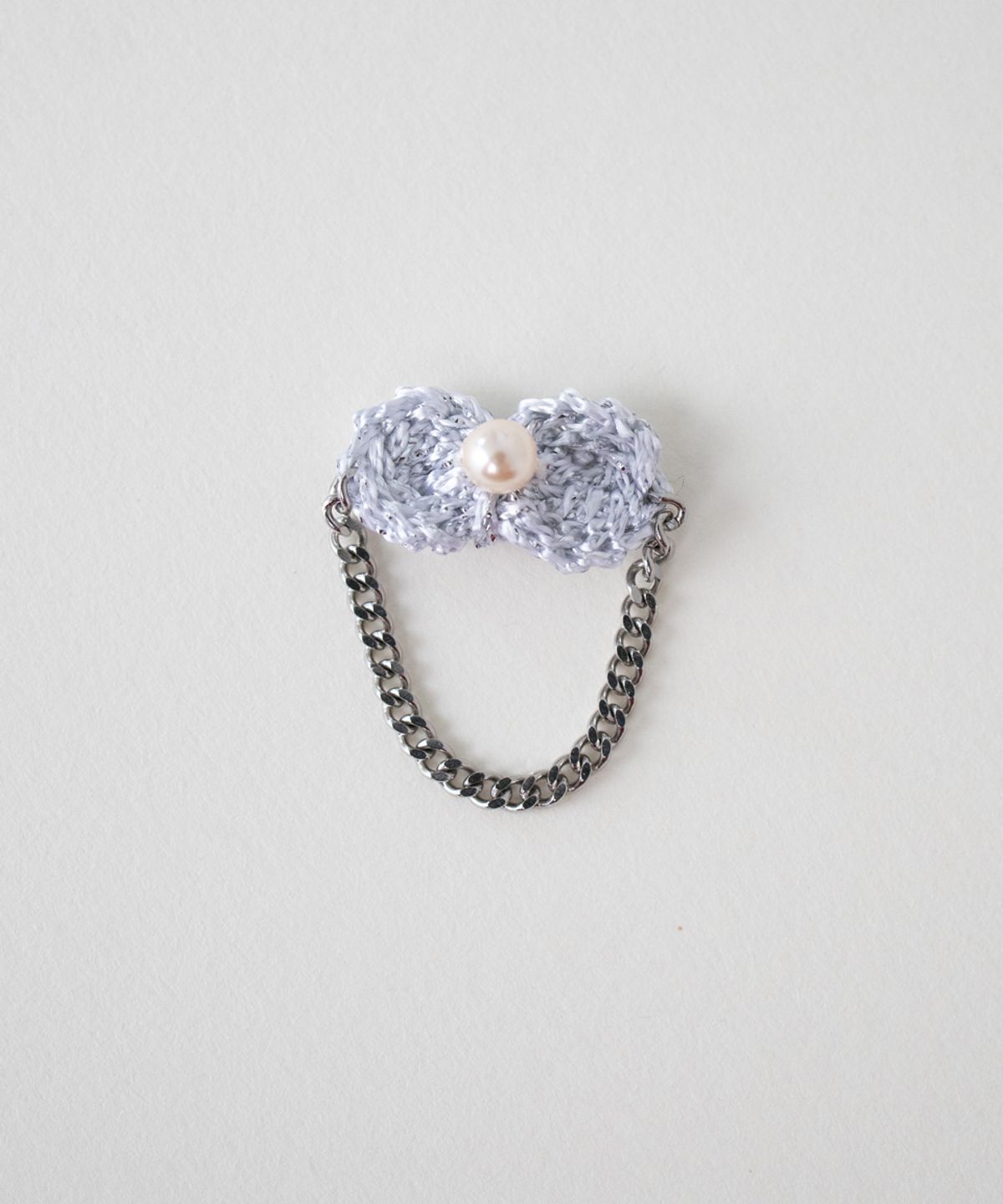 메리모티브(MERRYMOTIVE) Pearl and knit ribbon chain ring (3colors)