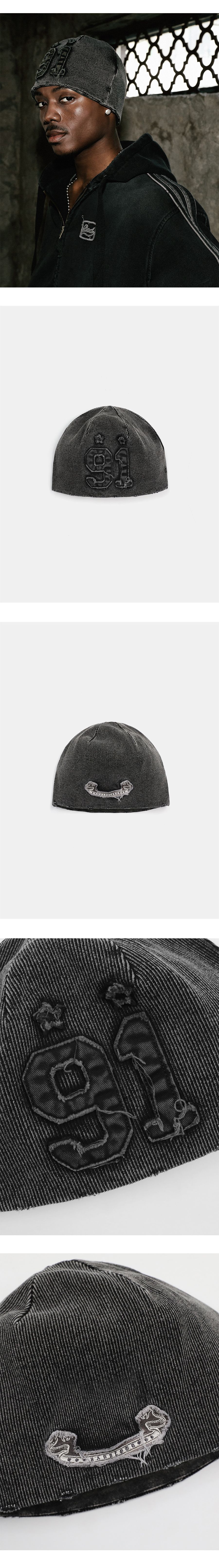 MUSINSA | BADBLOOD Rusty Denim Beanie - Black