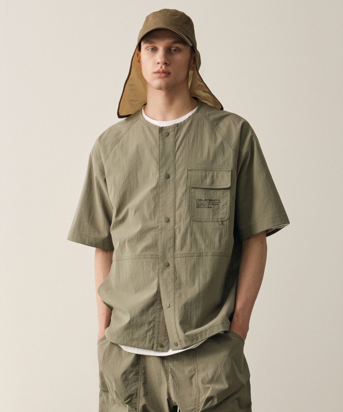 힐리먼트(HELEMENT) 크루 라운드넥 반팔 셔츠 (L KHAKI)
