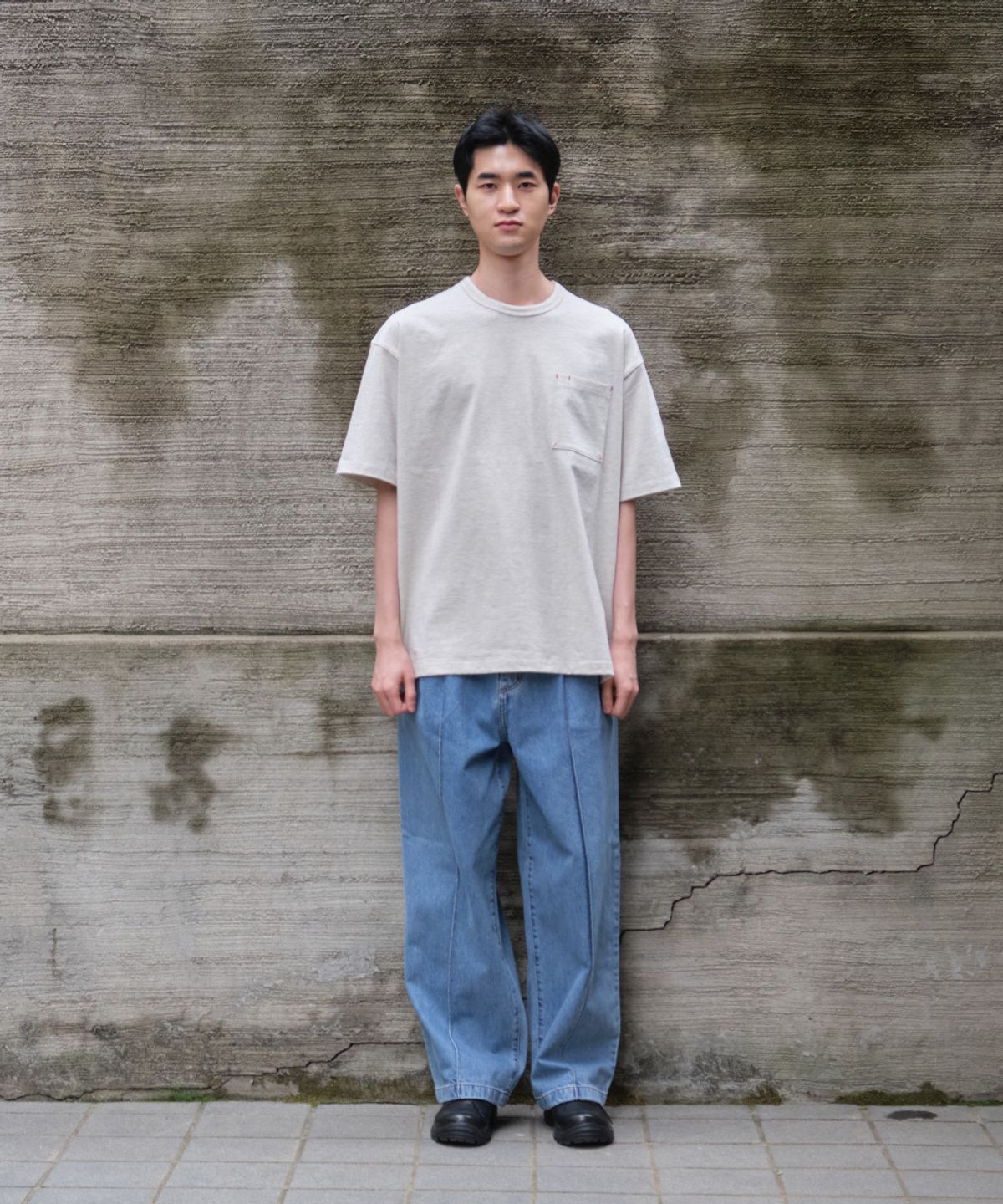 홀리선(HORLISUN) Lawrence Short Sleeve T-shirt Melange Beige