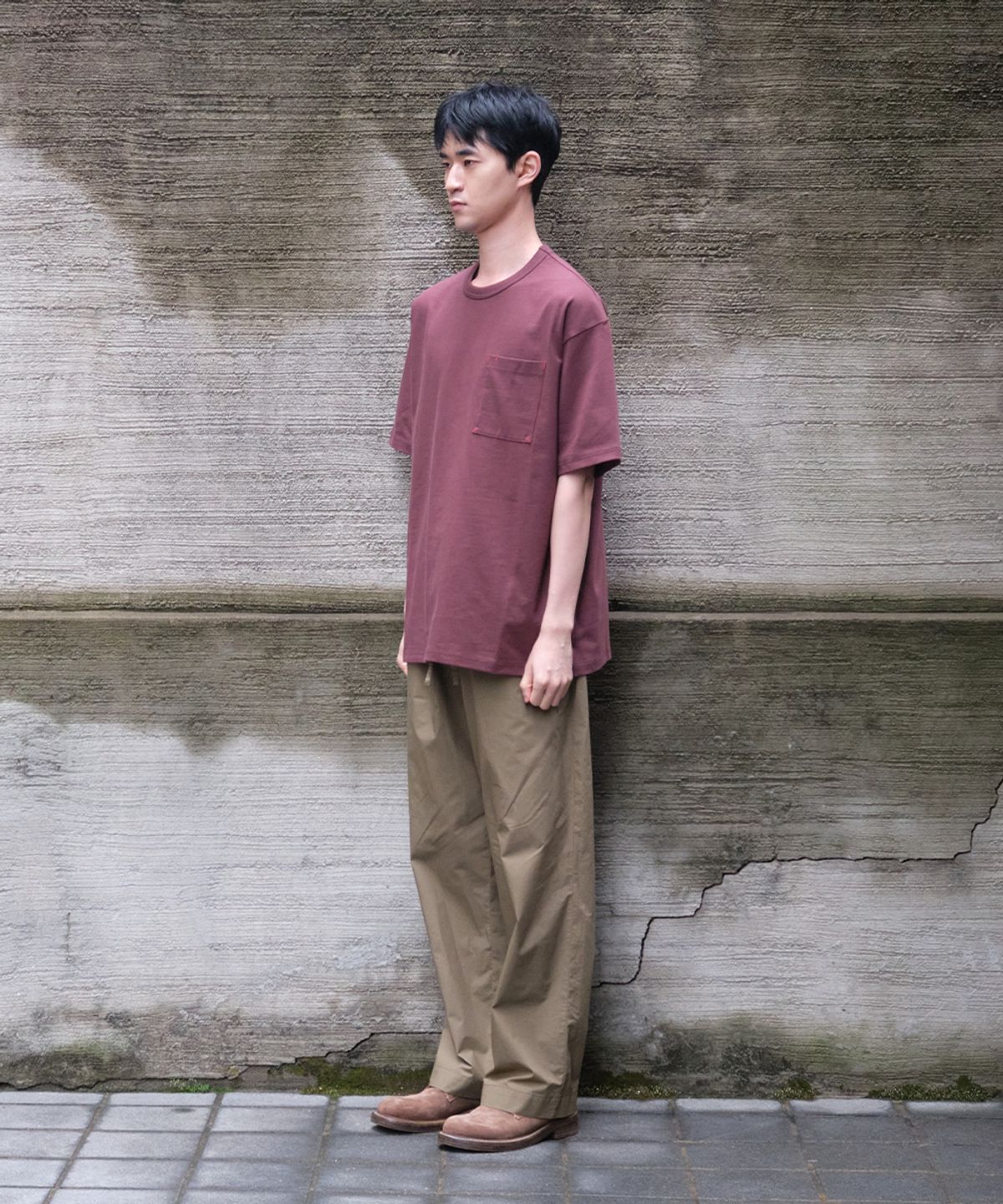 홀리선(HORLISUN) Lawrence Short Sleeve T-shirt Burgundy