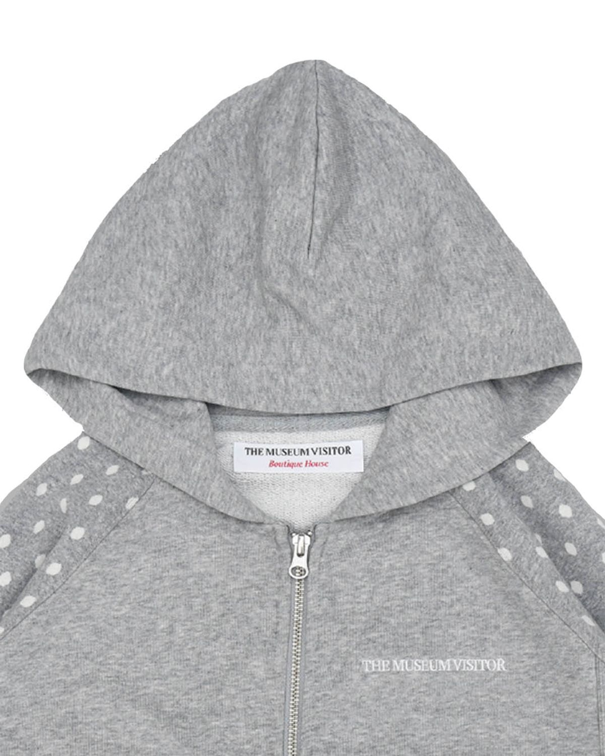 더뮤지엄비지터(THEMUSEUMVISITOR) DOT RAGLAN ZIPUP HOODIE (LIGHT GREY)