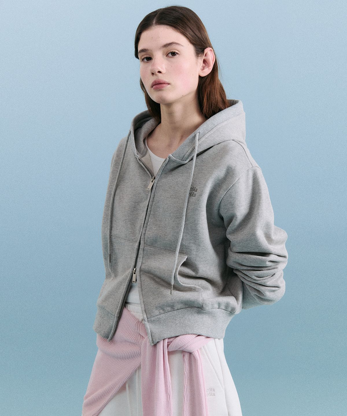로라로라(ROLAROLA) NUBASIC HOOD ZIP-UP GRAY