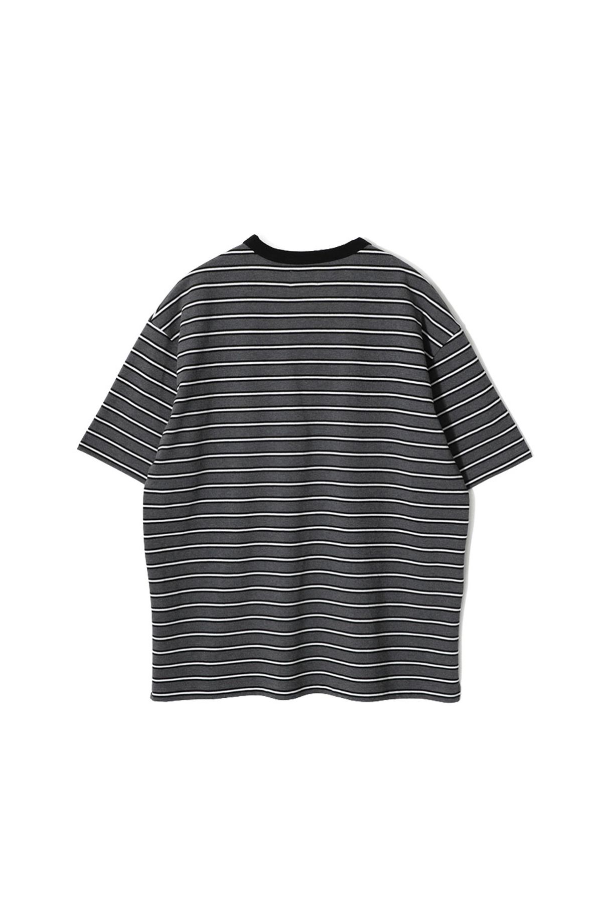 홀리선(HORLISUN) Powell Short Pique Stripe T-shirt Melange Charcoal