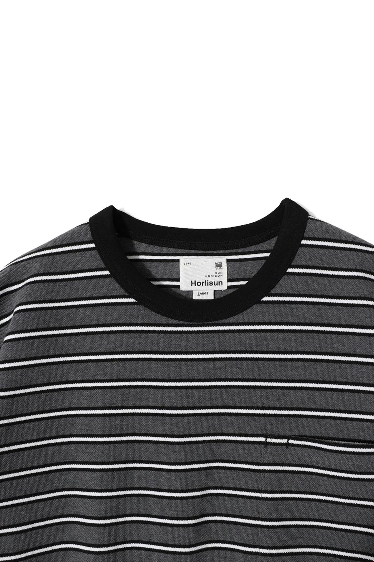 홀리선(HORLISUN) Powell Short Pique Stripe T-shirt Melange Charcoal