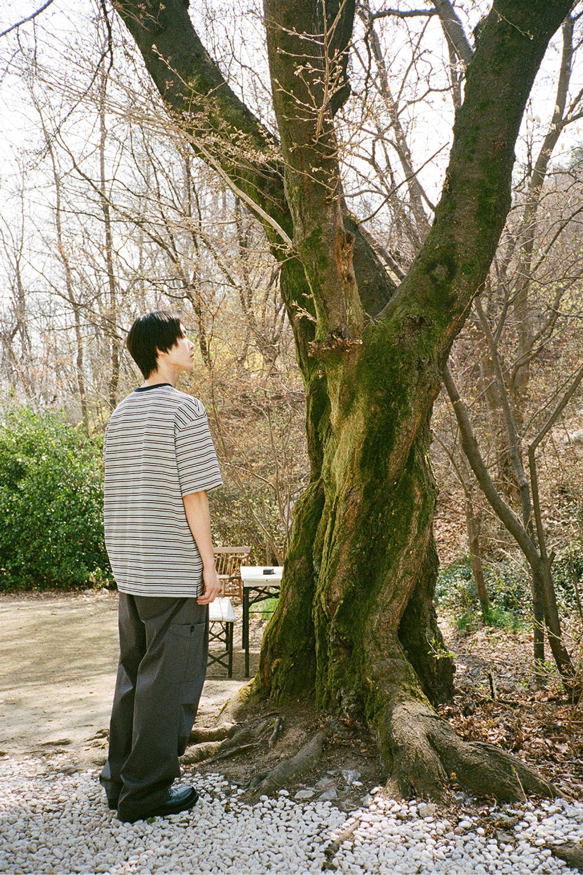 홀리선(HORLISUN) Powell Short Pique Stripe T-shirt Melange Gray