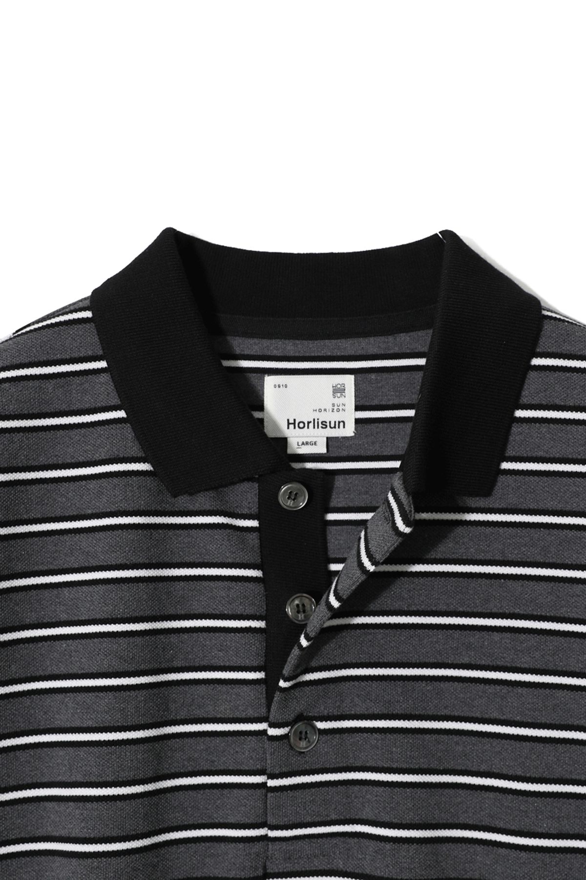 홀리선(HORLISUN) Sumerset Short Multi Stripe Pullover Shirt Melange Charcoal