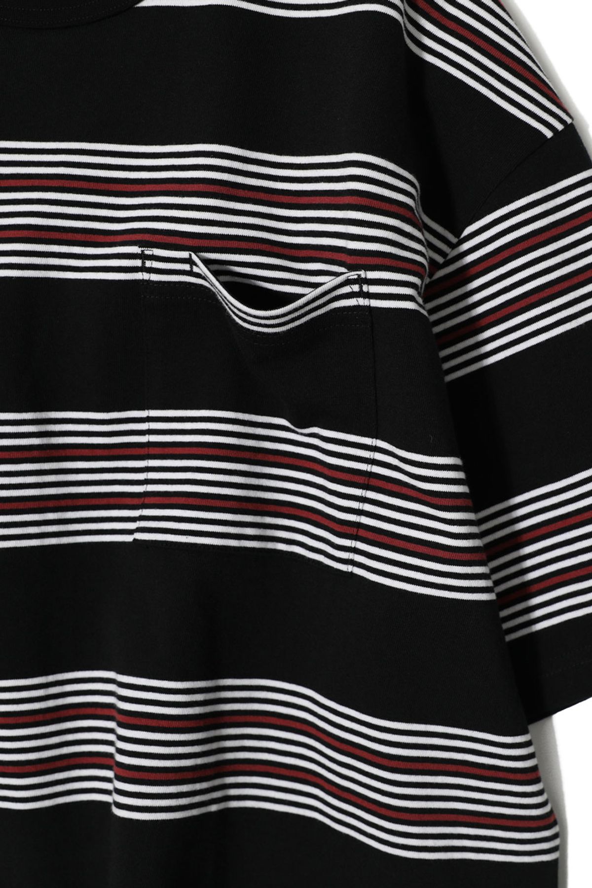 홀리선(HORLISUN) Powell Short Multi Stripe T-shirt Brick