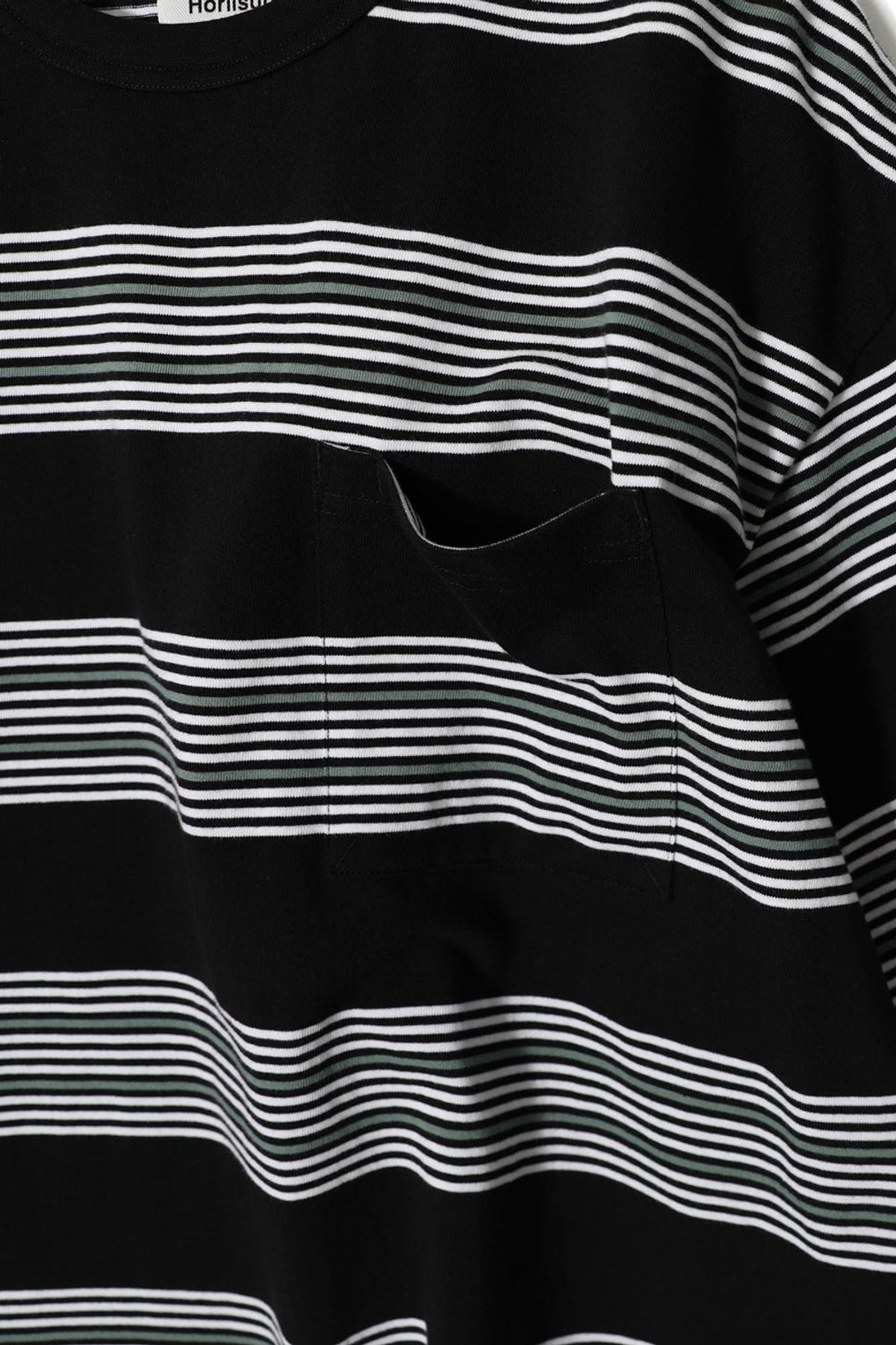 홀리선(HORLISUN) Powell Short Multi Stripe T-shirt Sage Green