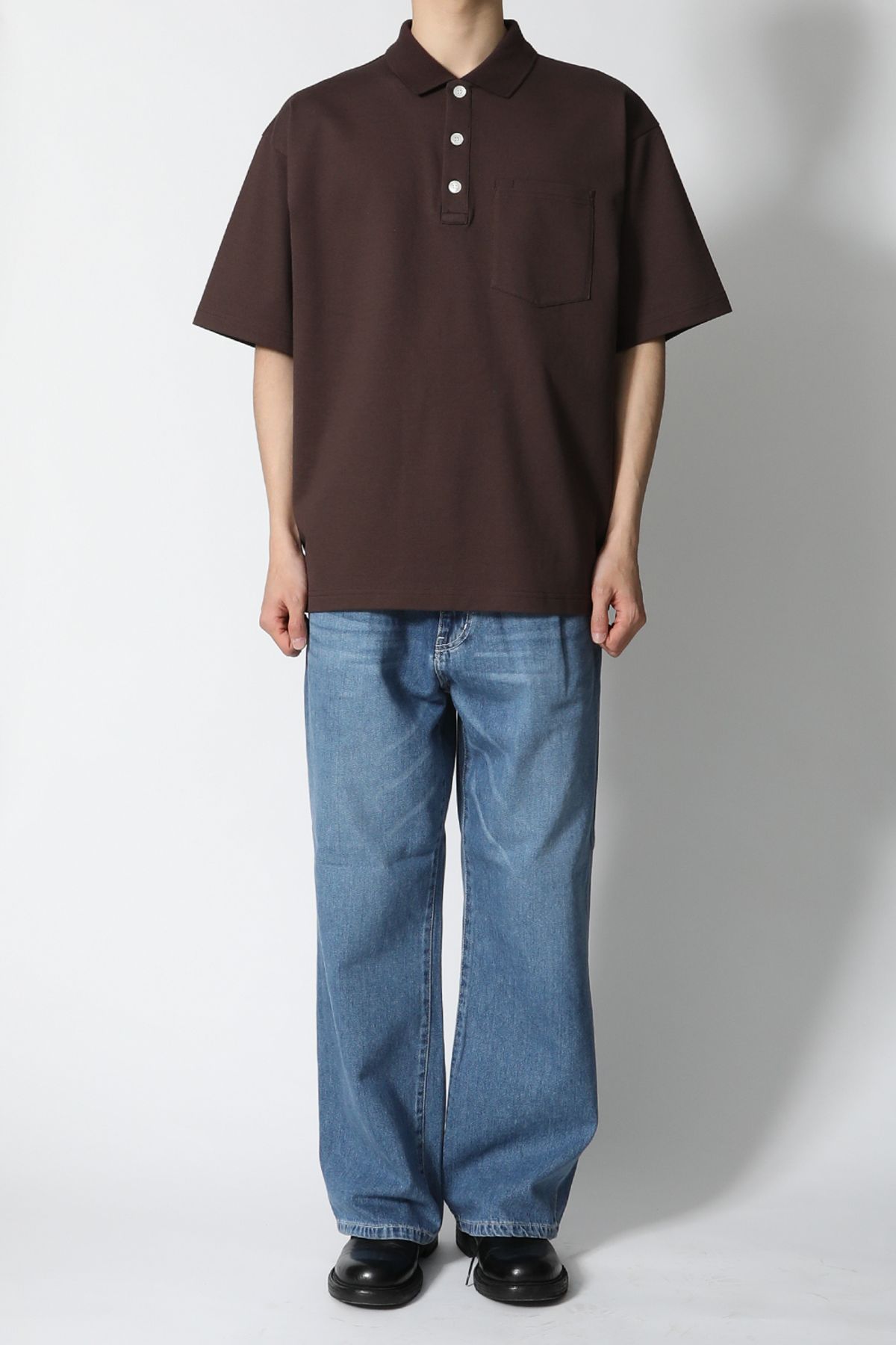 홀리선(HORLISUN) Sumerset Short Pique Pullover Shirt Dark Brown