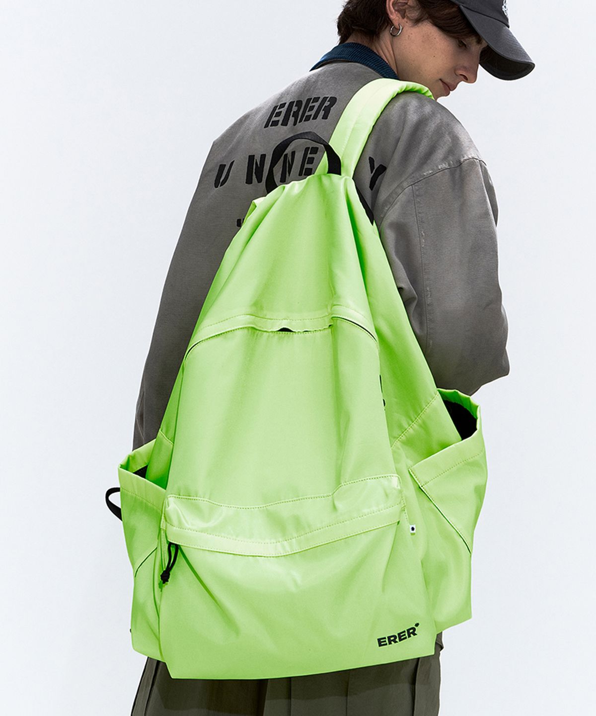 에르에르(ERER) FABRIC BACK BAG Neon Lime