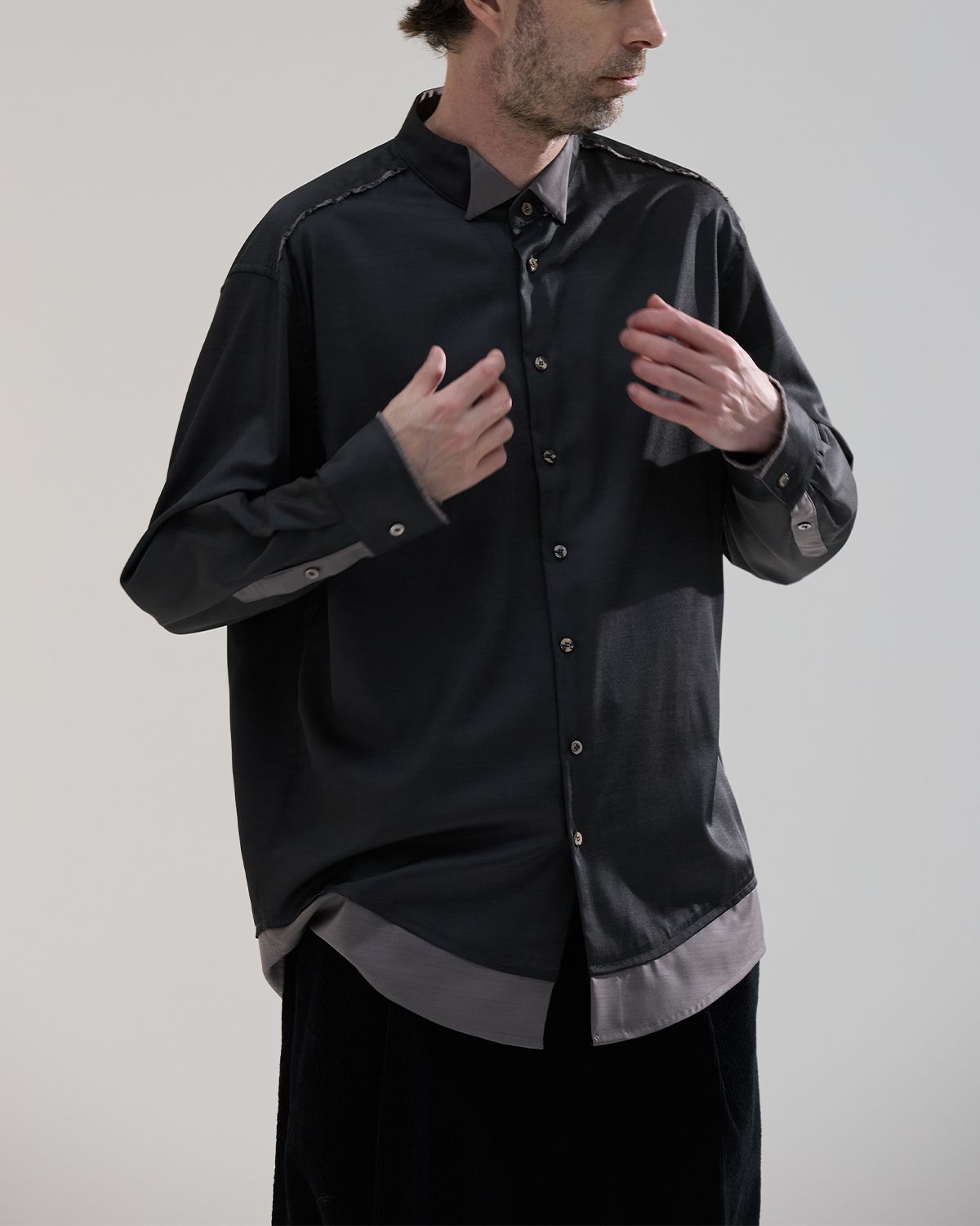 와이쏘씨리얼즈(WHYSOCEREALZ) Wing Tip Dress Shirt (copper black)