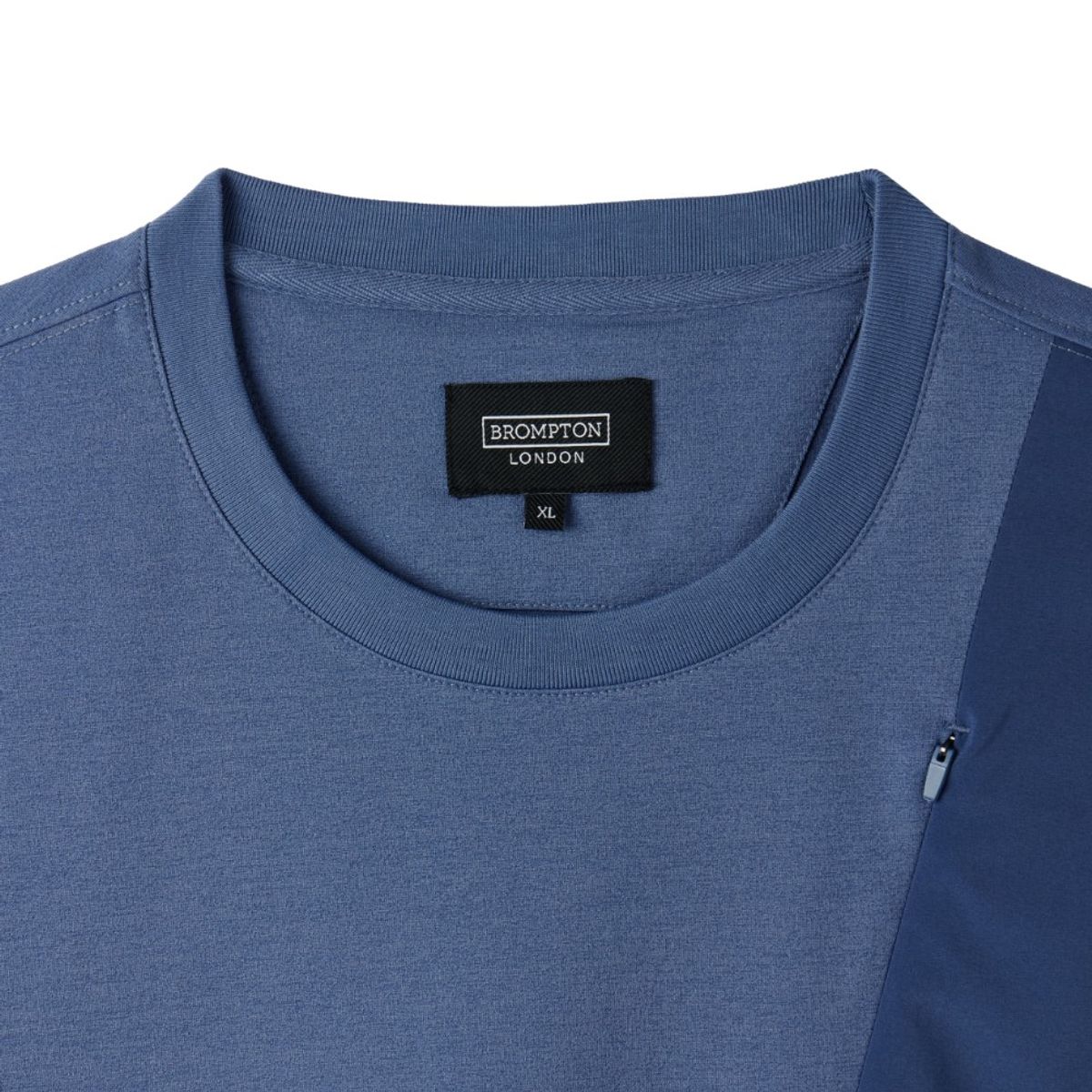 브롬톤 런던(BROMPTON LONDON) WOVEN COLOUR-BLOCKED ECOMADE T-SHIRT - BLUE (P252MTS133)