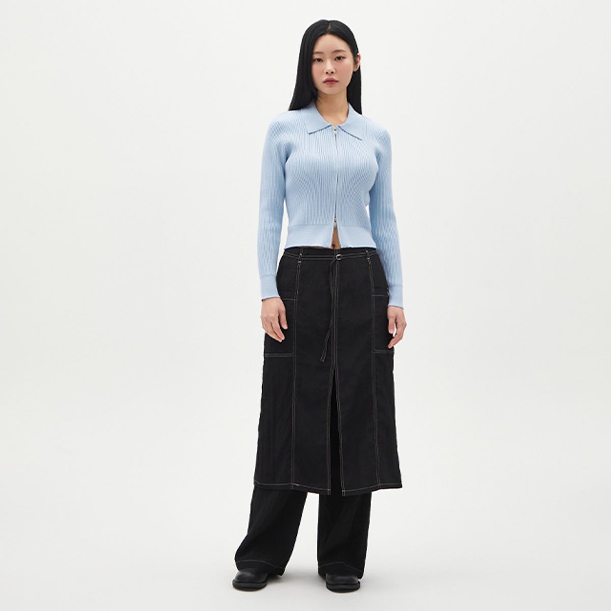 랩(LAP) 골지카라 투웨이 니트집업 AR1KG263
