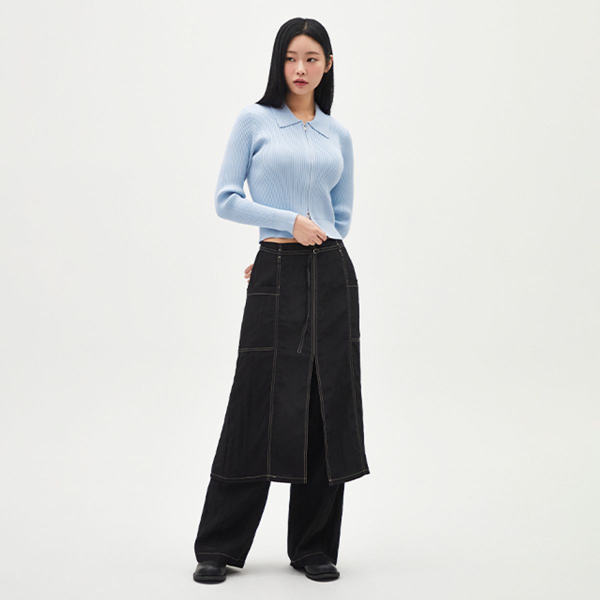 랩(LAP) 골지카라 투웨이 니트집업 AR1KG263