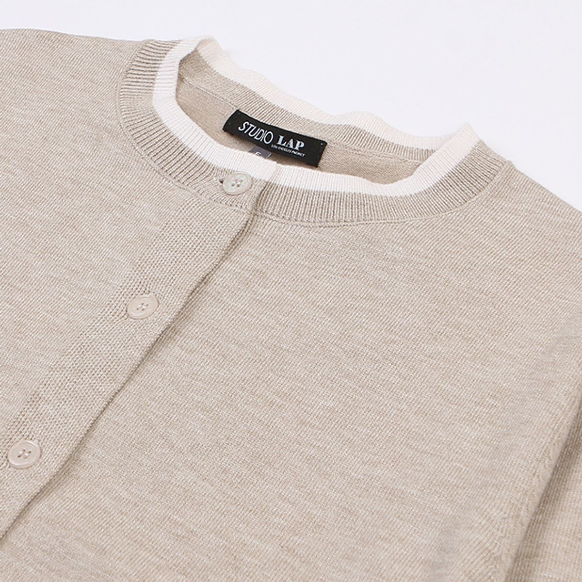 랩(LAP) 배색라인 라운드 가디건 AR1KG360