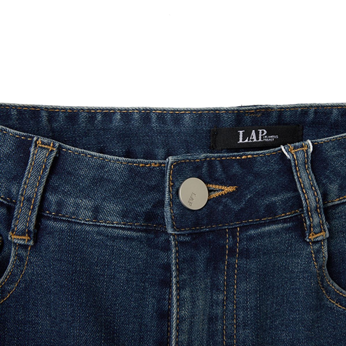 랩(LAP) 스티치 자수 워싱 스판 부츠컷 팬츠 AR1DP262