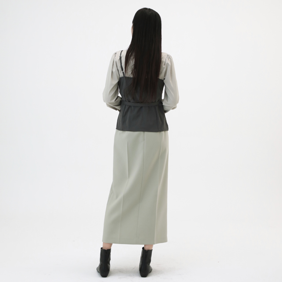 랩(LAP) 트임 H라인 롱스커트 AR1WS272