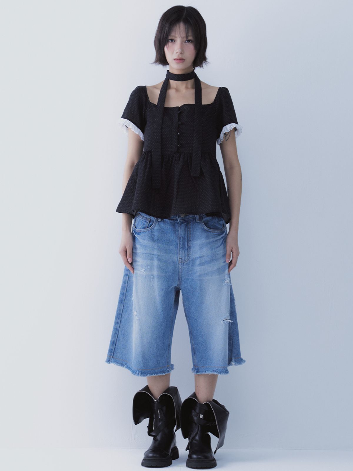 쎄쎄쎄(SETSETSET) DOT MUFFLER FLARED BLOUSE