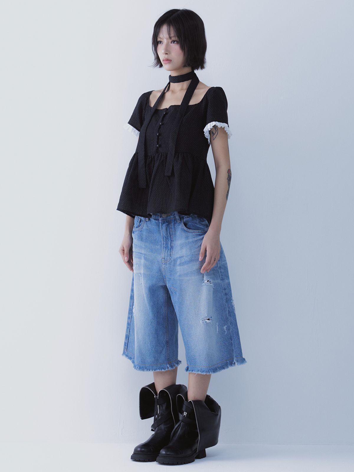 쎄쎄쎄(SETSETSET) DOT MUFFLER FLARED BLOUSE