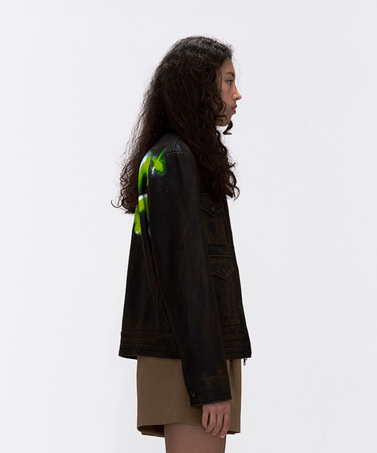 에르에르(ERER) ERER Graffiti Pocket Rider Jacket Brown
