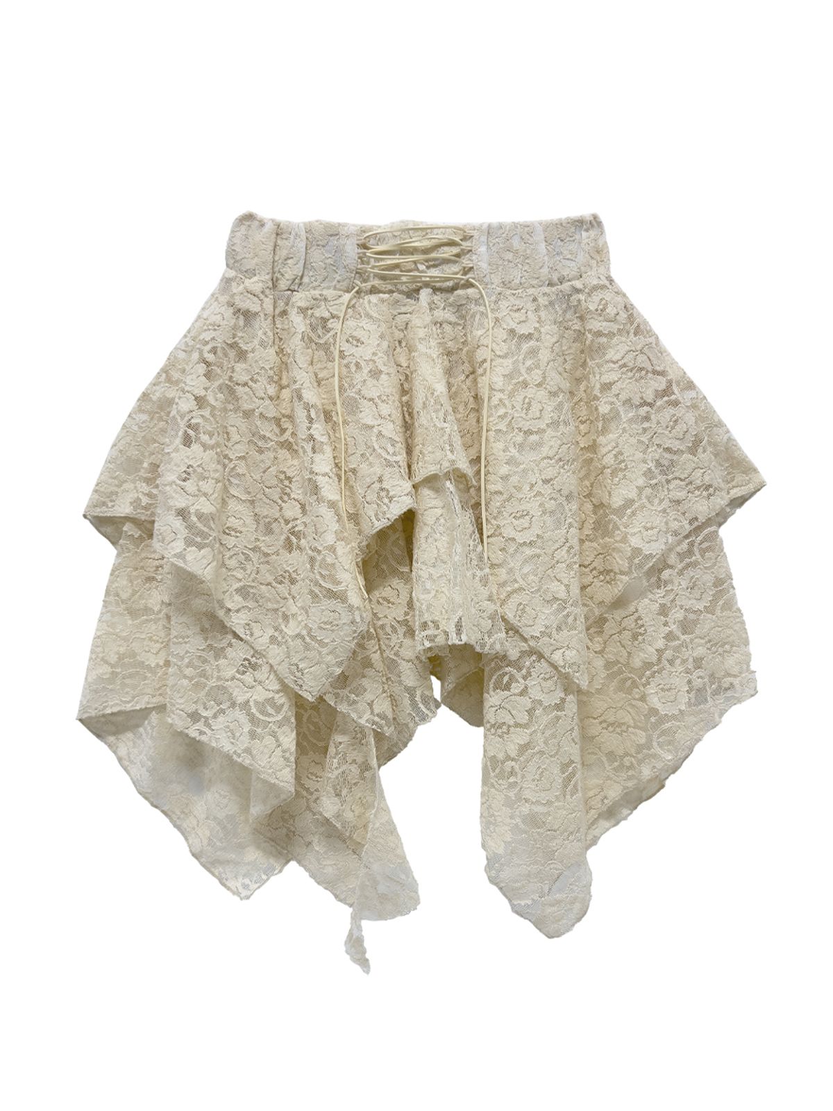 쎄쎄쎄(SETSETSET) LACE UP LACE SKIRT IVORY