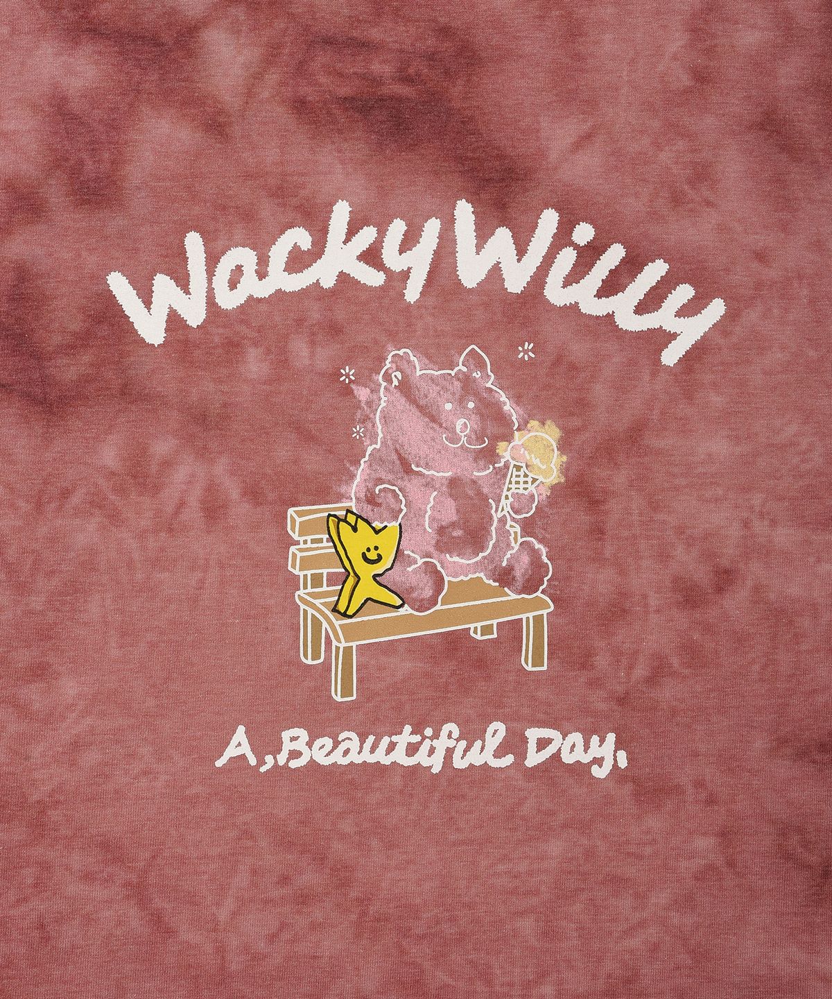와키윌리(WACKY WILLY) 키키 그래픽 나염 반팔 티셔츠 핑크