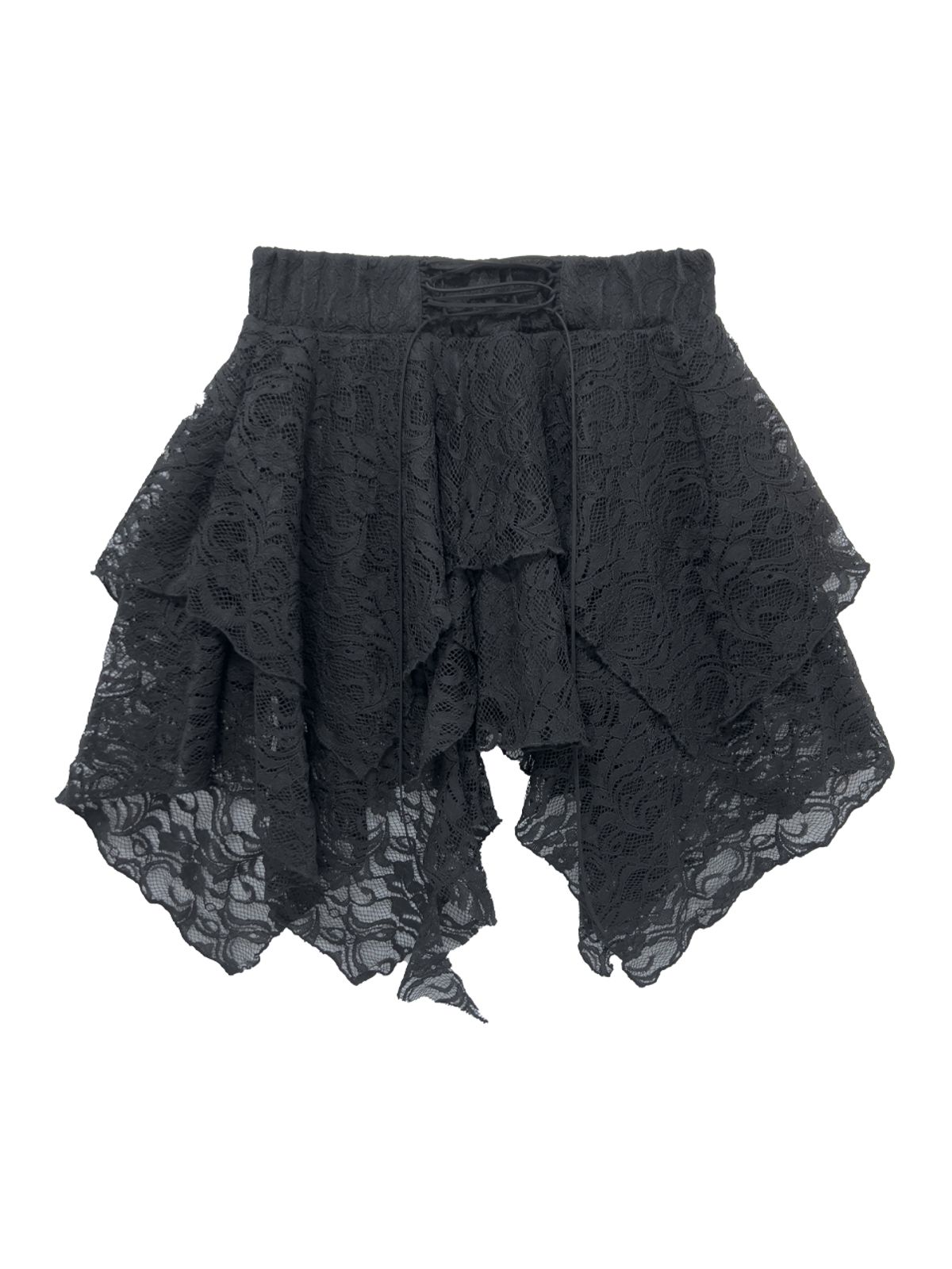 쎄쎄쎄(SETSETSET) LACE UP LACE SKIRT BLACK
