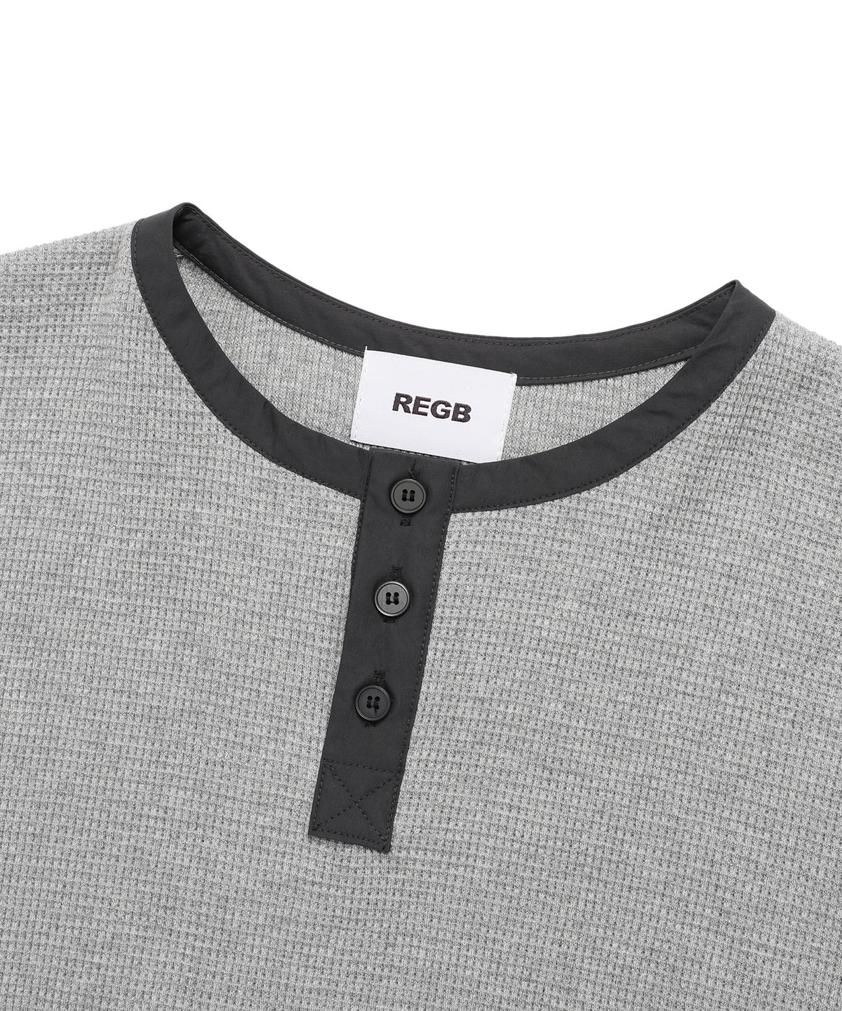 알이지비(REGB) HENRY NECK WAFFLE T-SHIRTS GREY