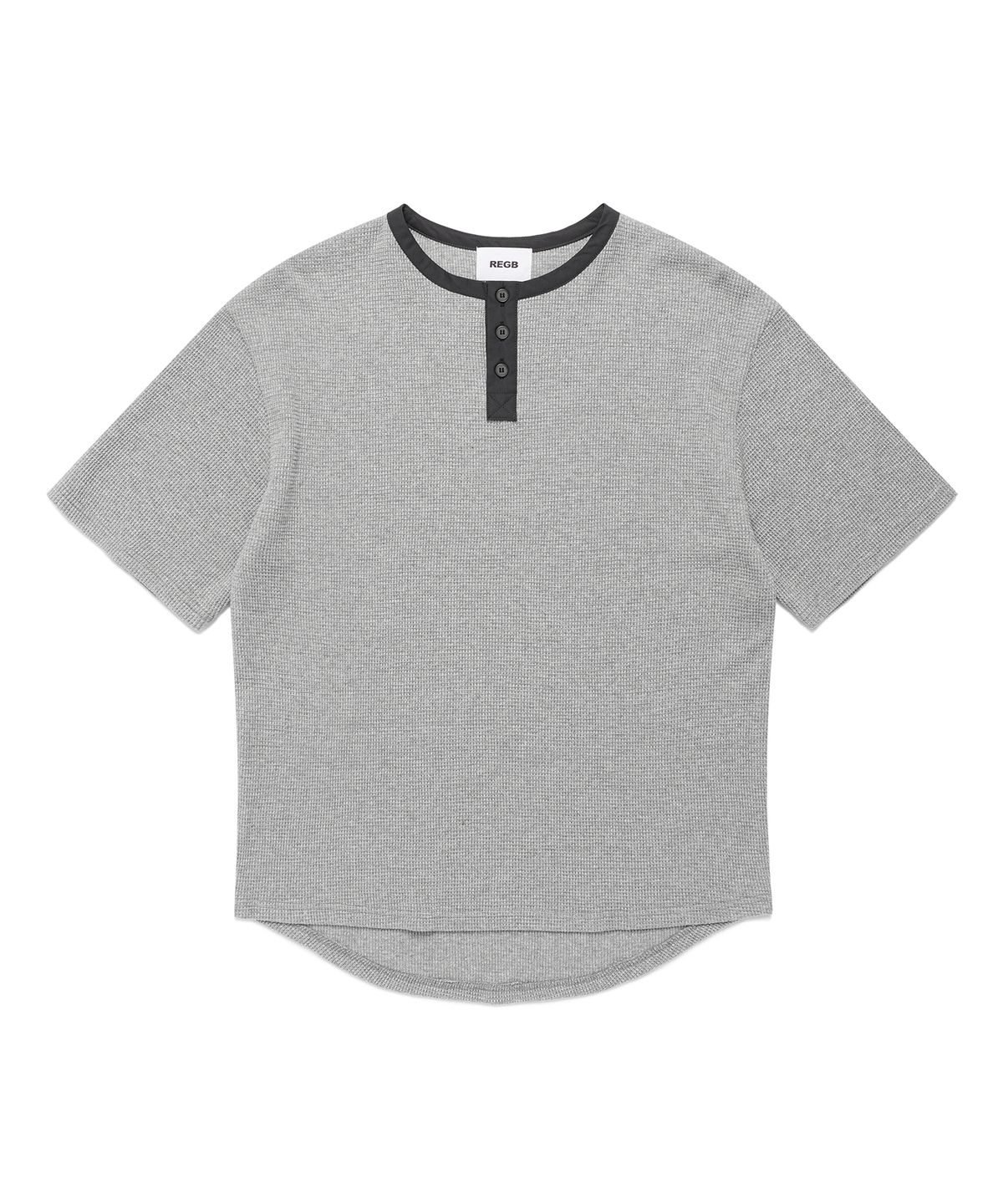 알이지비(REGB) HENRY NECK WAFFLE T-SHIRTS GREY