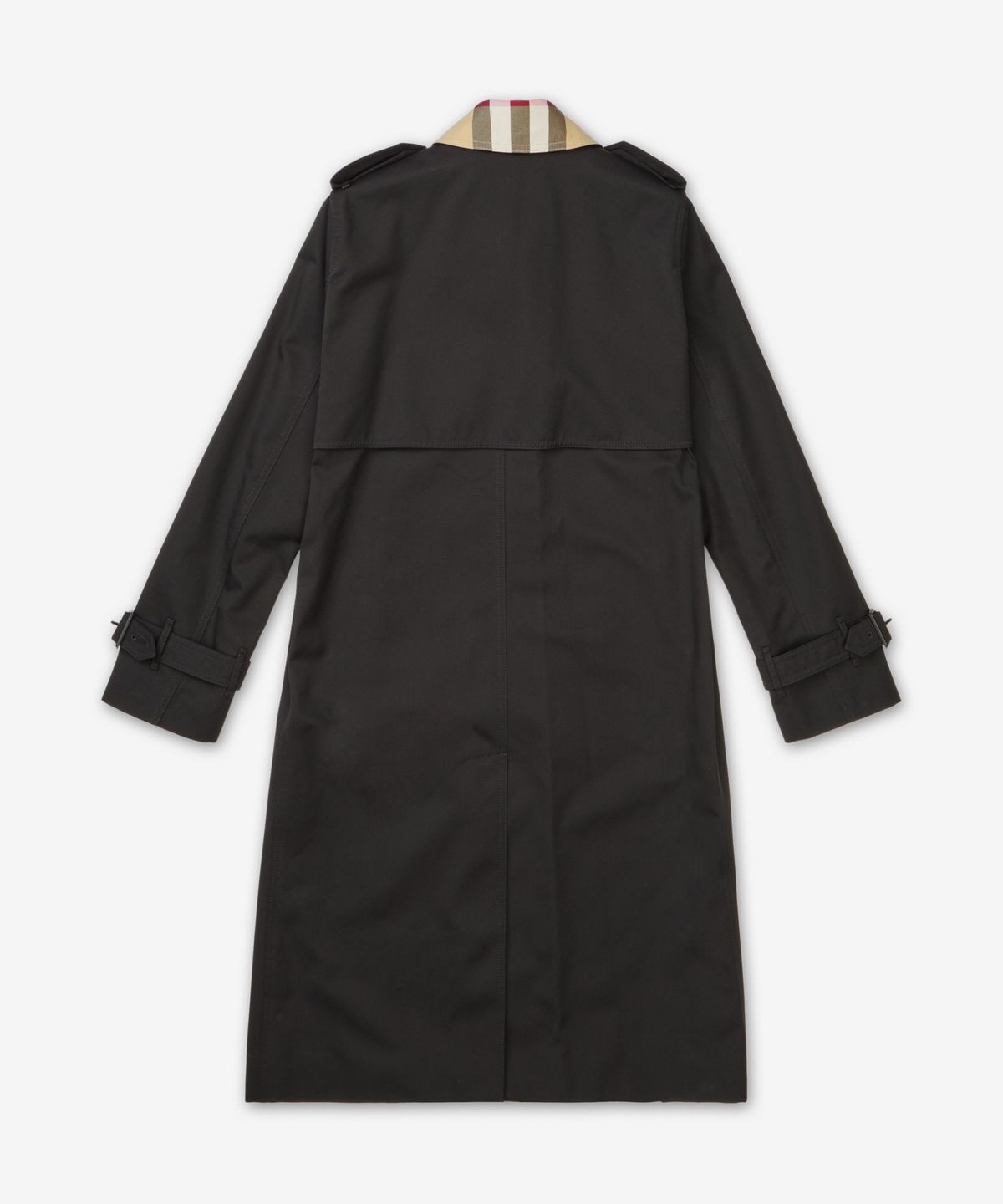 버버리(BURBERRY) 롱 체크 칼라 개버딘 W 트렌치 코트 - 블랙 / 8089811